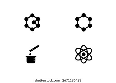 Icons molecular structures chemistry experiment molecule atom
