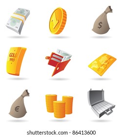 Icons for money and finance. Vector illustration.