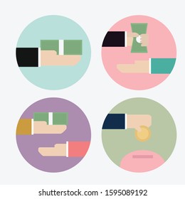 Icons money in hands vector