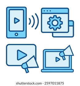 Icons Monoline Business Marketing Advertising