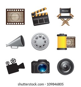 icons of movie, film and cinema over white background