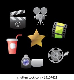 Icons for movies. Vector illustration.
