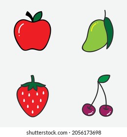 Icons of multicolored fruits. Good for computers, laptops, kitchens, restaurants, cafes etc.