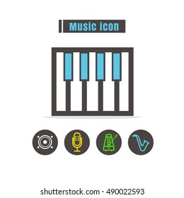 icons music colorful design vector line black on white background