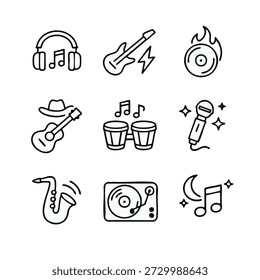 Ícones de música e elementos de entretenimento