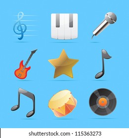Icons for music. Vector illustration.