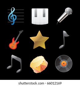 Icons for music. Vector illustration.