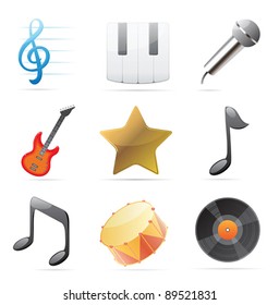 Icons for music. Vector illustration.