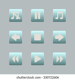 Icons for music or video player.
