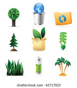 Icons for nature, energy and ecology. Vector illustration.