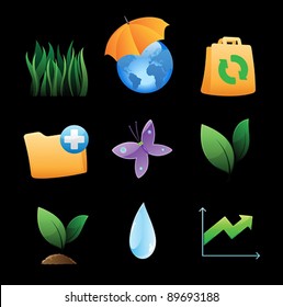 Icons for nature, energy and ecology. Vector illustration.