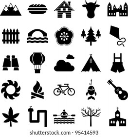 icons of nature, mountain and outdoor activities