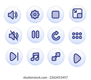 Icons in neomorphism style. Modern user interface design with stylish blur and shadow intensity unique futuristic white design trendy minimalistic buttons creative vector.