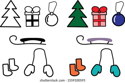 icons with new year attributes in color