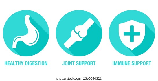 Icons for Nutrient Supplement - Healthy Digestion , Joint Support and Immune Support