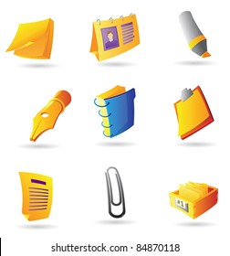 Icons for office items. Vector illustration.