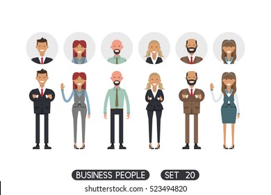  Icons office people. Different nationalities and dress styles. Business people set 20.