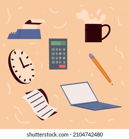 icons office work laptop and document