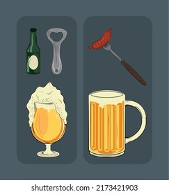 icons oktoberfest vector flat style