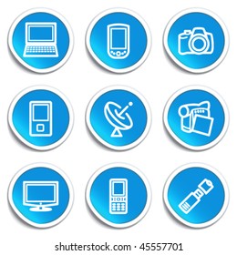 Icons on blue stickers 16