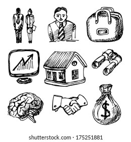 icons on the business, sketches