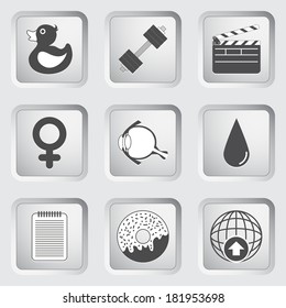 Icons on the buttons for Web Design and Mobile Applications Set 6. Vector illustration.