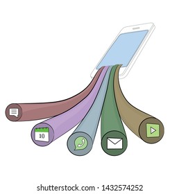 icons on cables. concept of high speed data. vector illustration
