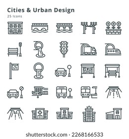 icons on cities, urban design and related topic