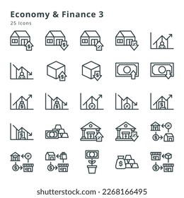 iconos sobre economía, finanzas y temas relacionados