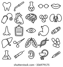 icons on the medical theme