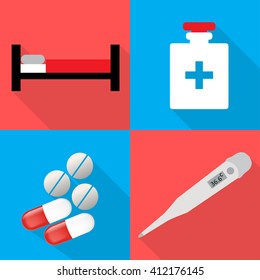 Icons on medicine in a  flat vector
