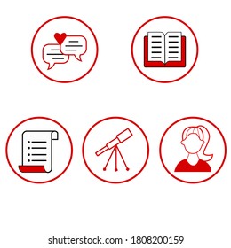 
icons on a red background theme astrology