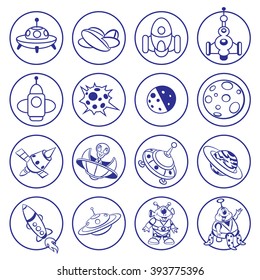 Icons on the space theme.