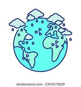 Icons on the theme of acid rain or radioactive rain. Icons related to ecological problems Earth 