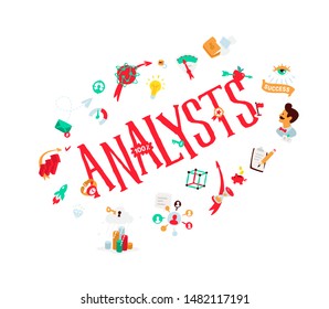 Icons on the theme of analytics. Vector. Analytics logo with a set of icons about SEO.