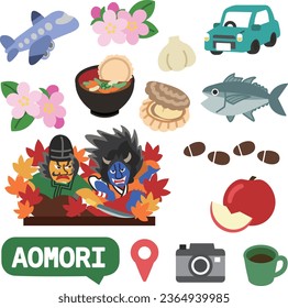 Icons on the theme of Aomori prefecture in Japan