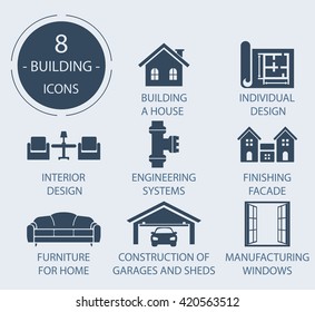 The icons on the theme - Construction of the house, working.