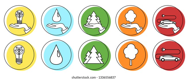 Icons on the theme of ecology. eco friendly line icons set. Vector