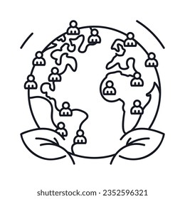 Icons on the theme of Environmental protection. Icons related to overpopulation of people on planet Earth