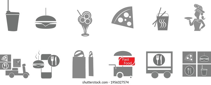 Icons on the theme of fast food