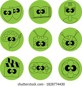 Icons on the theme of Hobbies and Creativity