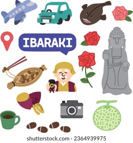 Icons on the theme of Ibaraki prefecture in Japan