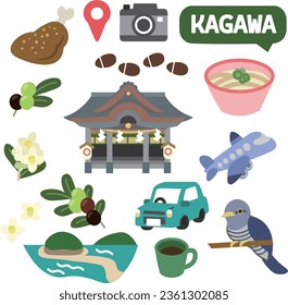 Iconos sobre el tema de la prefectura de Kagawa en Japón