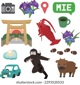 Icons on the theme of Mie prefecture in Japan