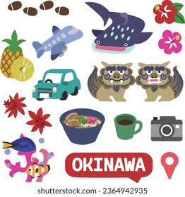 Icons on the theme of Okinawa prefecture in Japan