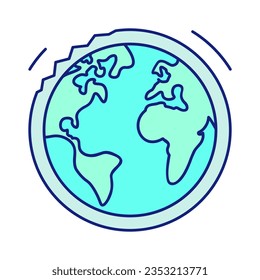 Icons on the theme of ozone layer thickness reduction. Icons related to ecological problems Earth 