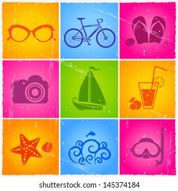The icons on the theme of the recreation summer