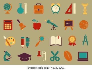 Icons on the theme of school and education