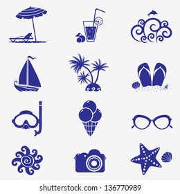 The icons on the theme of the summer sea