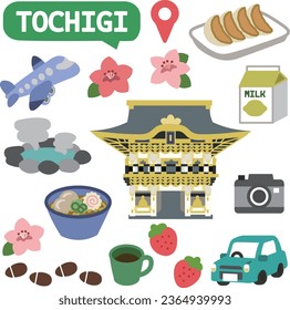 Icons on the theme of Tochigi prefecture in Japan